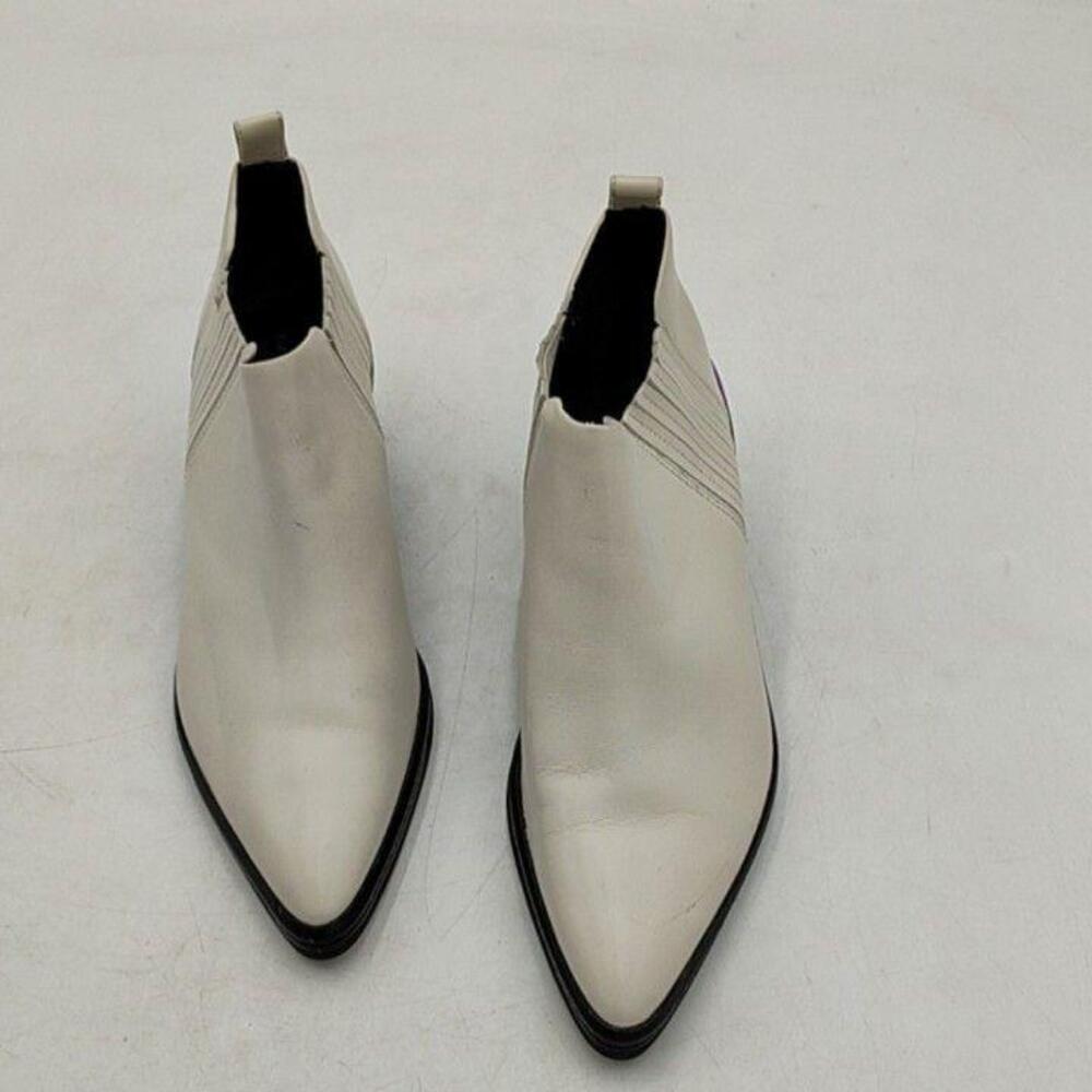 Via Spiga Boots Womens White Leather Ankle Block Heel Pointed Toe New Sz 10